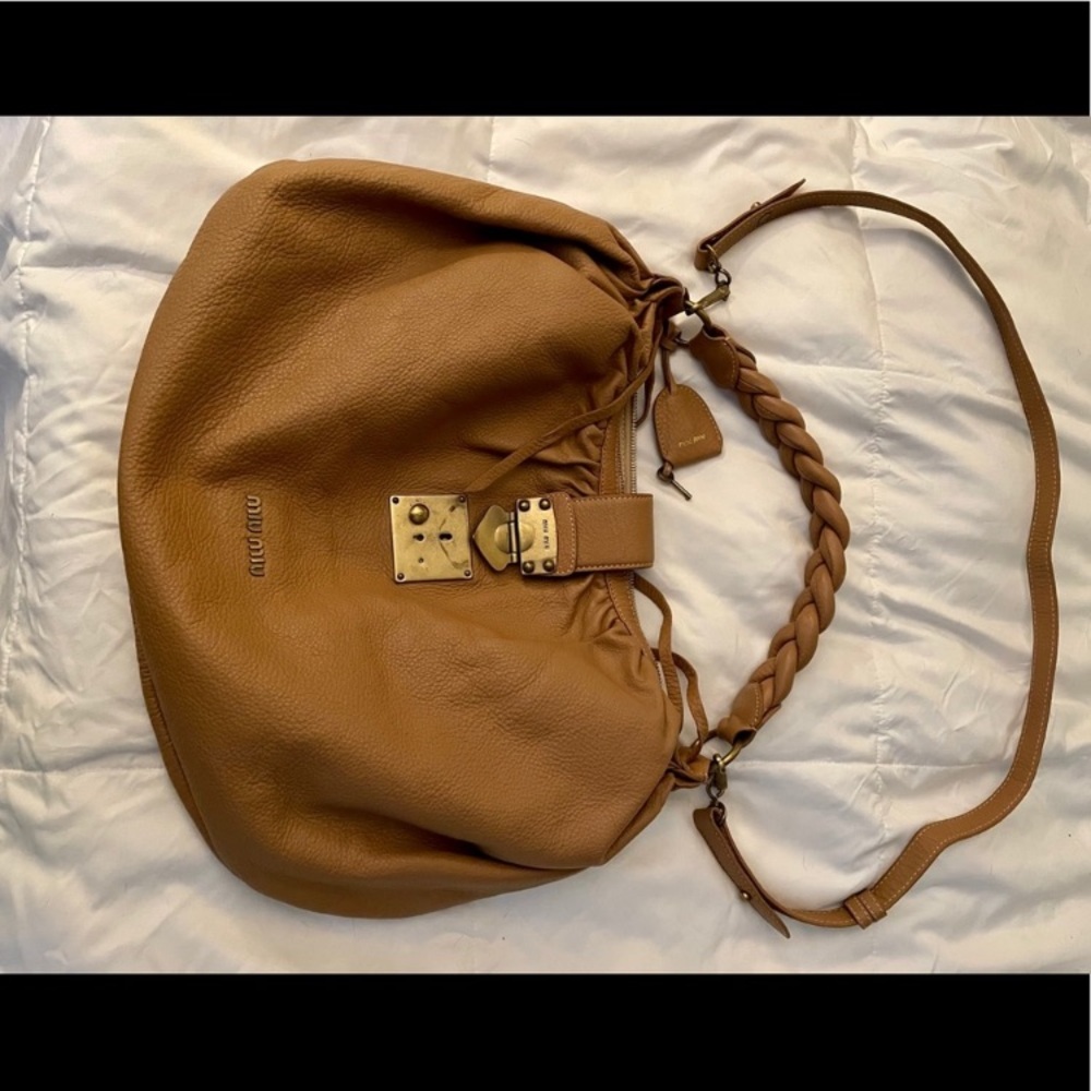 Miu Miu Brown Leather Hobo Bag